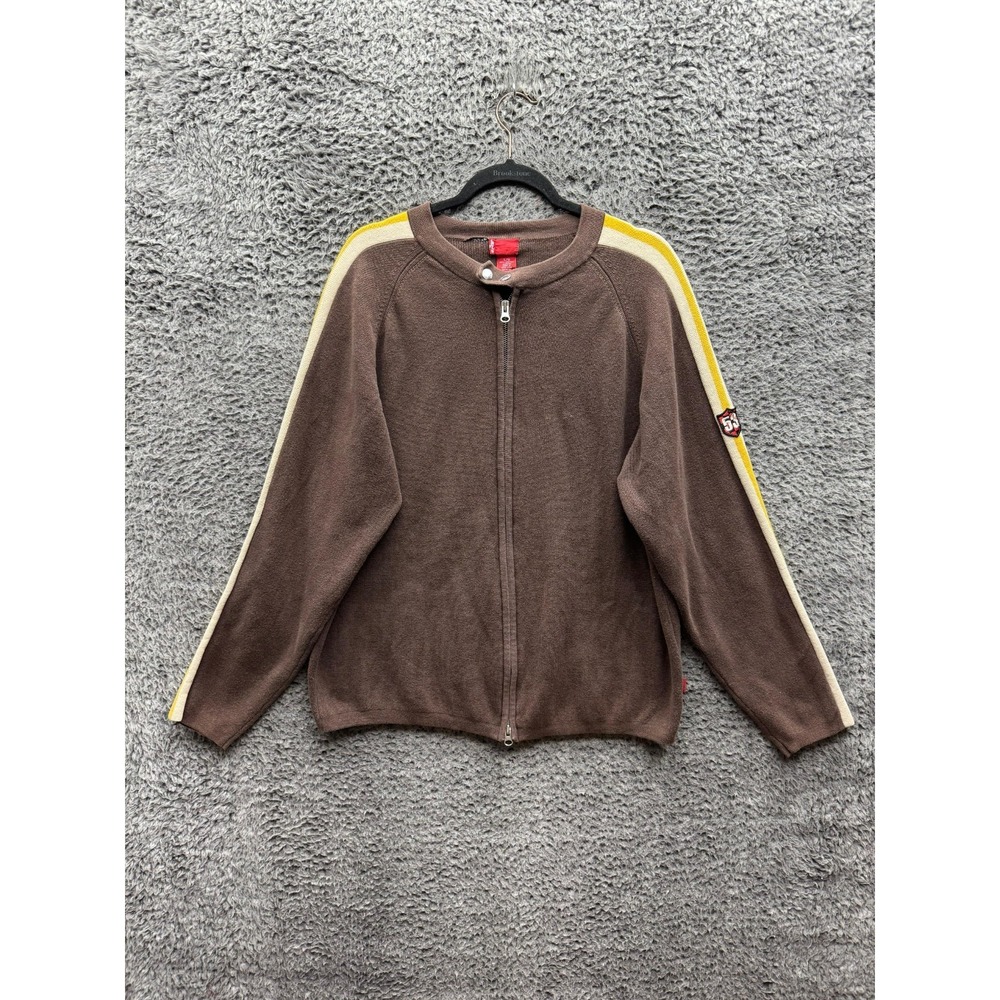 Vintage Levi's Knitted Cotton Full Zip Retro Track Jacket Brown 15610 Men Size L